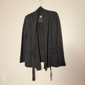 Only cardigan with ties and pockets size L gray knit open-front‎ wool blend